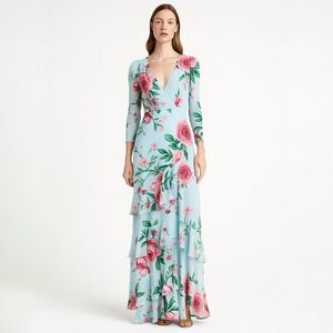 fame and partners dahlia pleated dress with tiers Fame and Partners Allegra Deep-V Pleated Dress